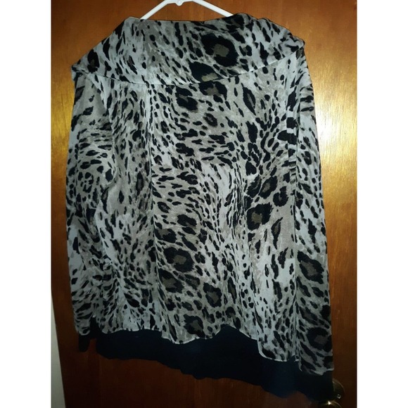 Jones New York Sport Black Gray Leopard Print Velour Jacket Full Zip Women 2XL - Picture 3 of 3